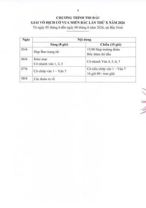 Vô Địch Cờ Vua Miền Bắc Lần Thứ X Năm 2026